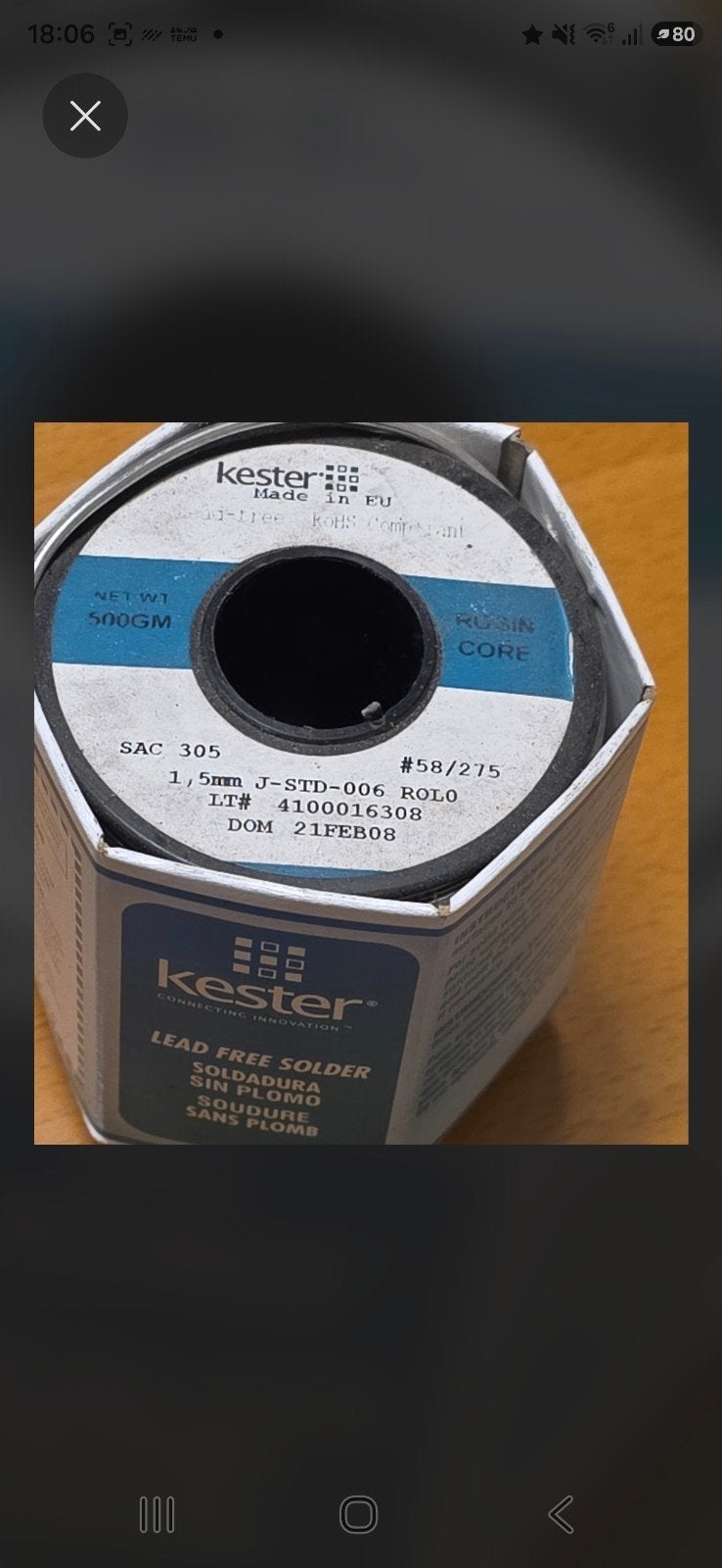 Kester Loodvrij Soldeer 1,5mm 500g - SAC 305 Rosin Core, Hobby en Vrije tijd, Ophalen of Verzenden, Nieuw