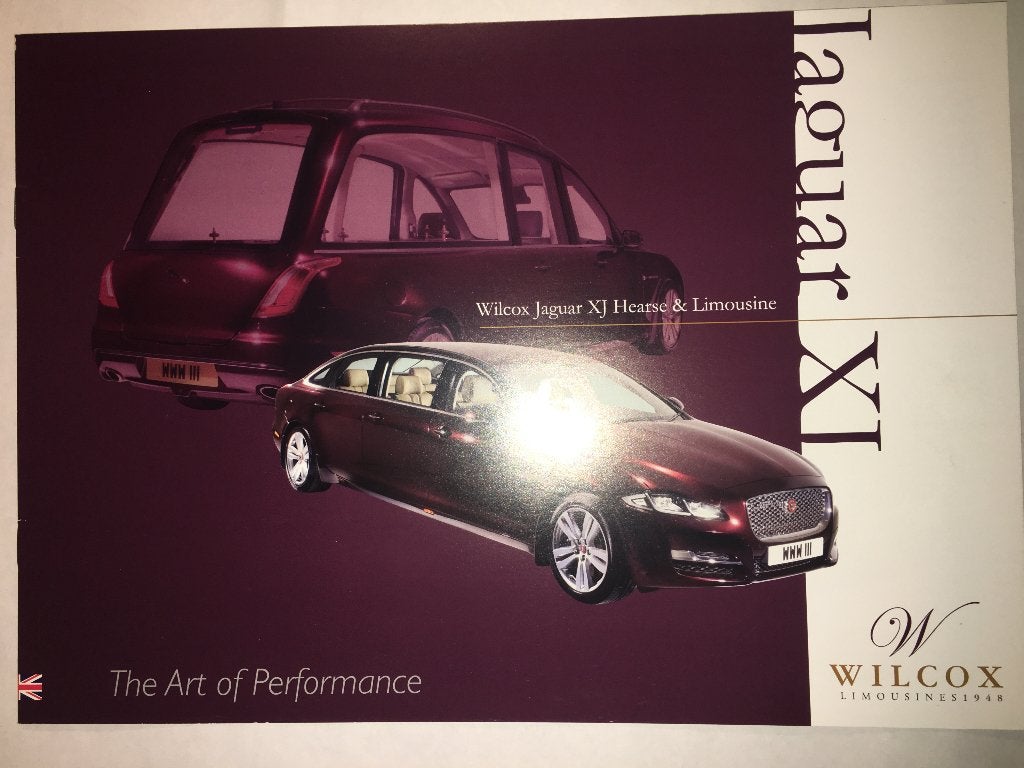 Wilcox Jaguar XJ Hearse Limousine brochure folder Lijkwagen, Ophalen of Verzenden, Zo goed als nieuw, Overige merken