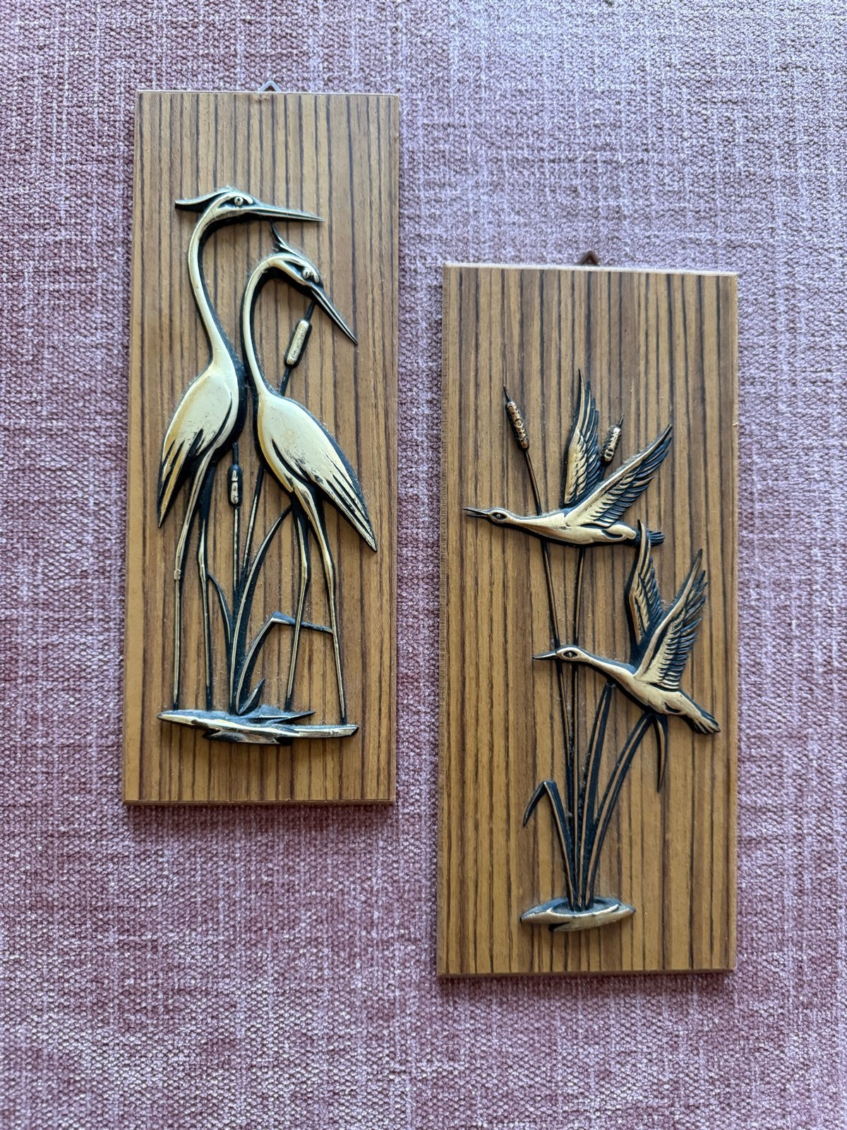 Vintage wanddecoraties met reigers en eenden, Ophalen of Verzenden, Huis en Inrichting