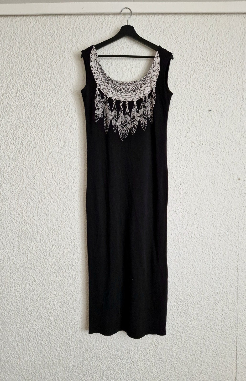 Zwarte jurk met veren print maat L. Vero Moda, Maat 38/40 (M), Vera moda, Zwart, Ophalen of Verzenden