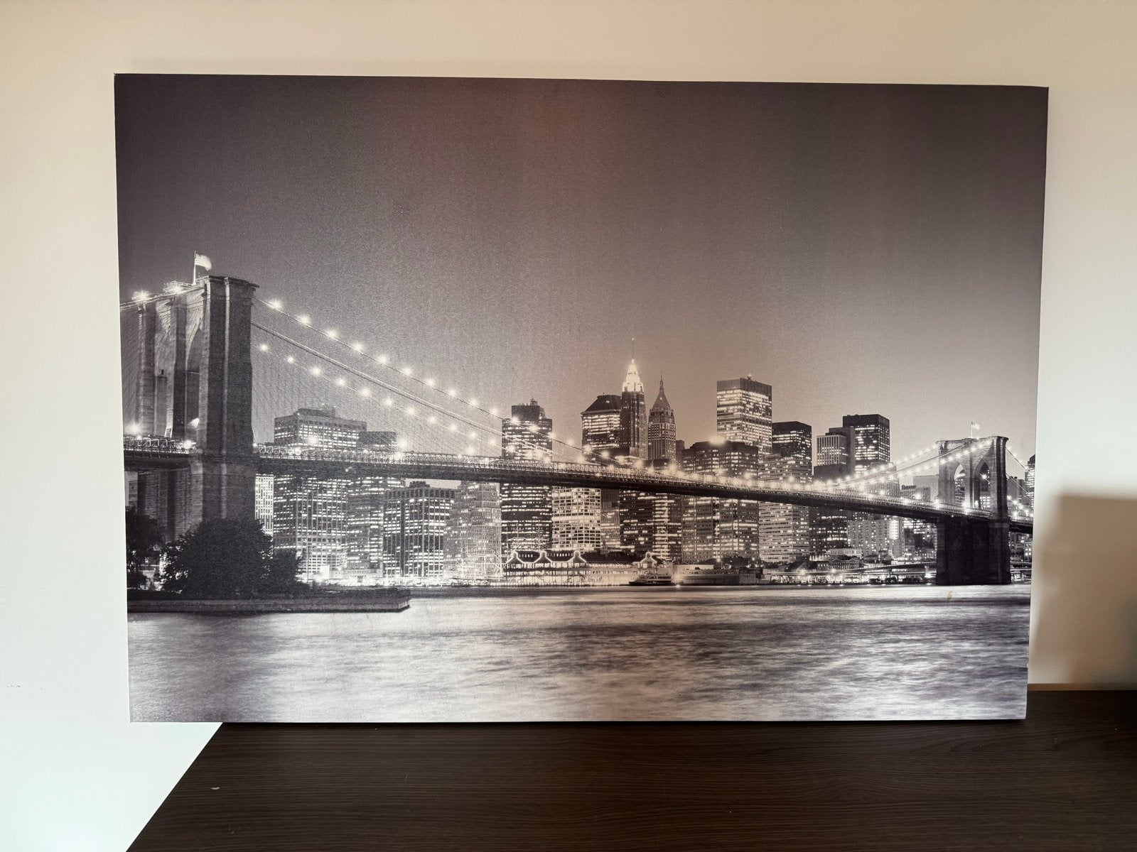 Canvas schilderij Brooklyn Bridge New York zwart-wit, Huis en Inrichting, Ophalen, 50 – 75, 75 tot 100 cm, Print