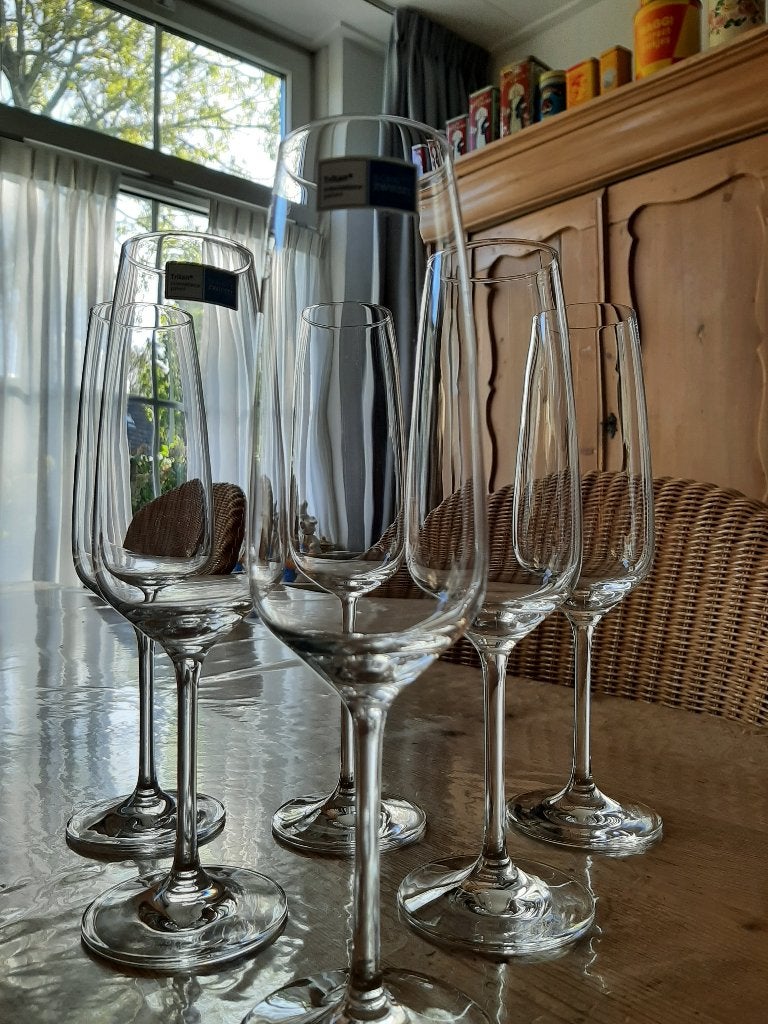 SCHOTT ZWIESEL , BRILLANT - 6 CHAMPAGNE GLAZEN - KRISTAL, Overige merken, Klassiek, Nieuw, Ophalen of Verzenden