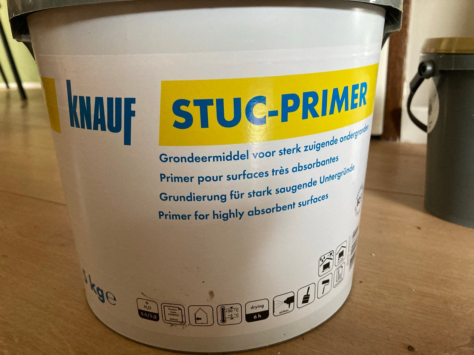 Knauf Stuc-Primer 5 kg - Grondverf voor sterk zuigende onder, Ophalen, Wit, Nieuw, Verf