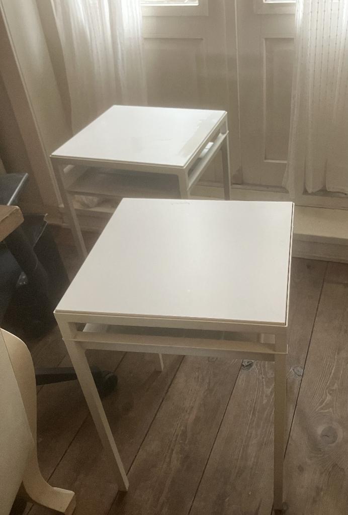 2 IKEA NYBODA nachtkastje/bijzettafel  60 cm h, 40x40 cm bd, Gebruikt, Minder dan 45 cm, Metaal of Aluminium, 55 tot 70 cm