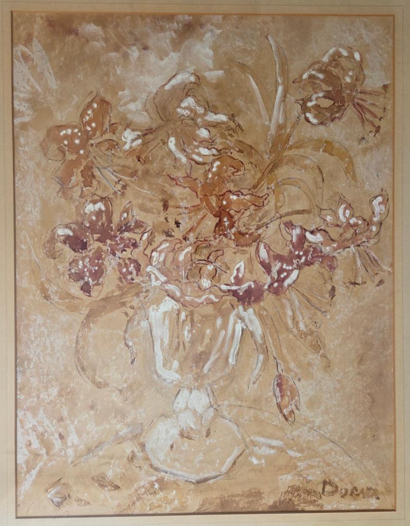 Jacobus Doeser. Bloemen in vaas. Gemengde techniek., Ophalen