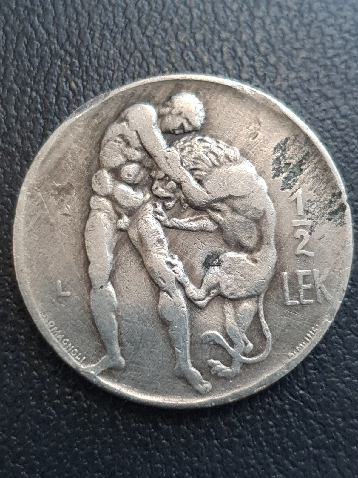 1/2 Lek munt uit 1931 Albanië., Ophalen of Verzenden, Overige landen, Losse munt