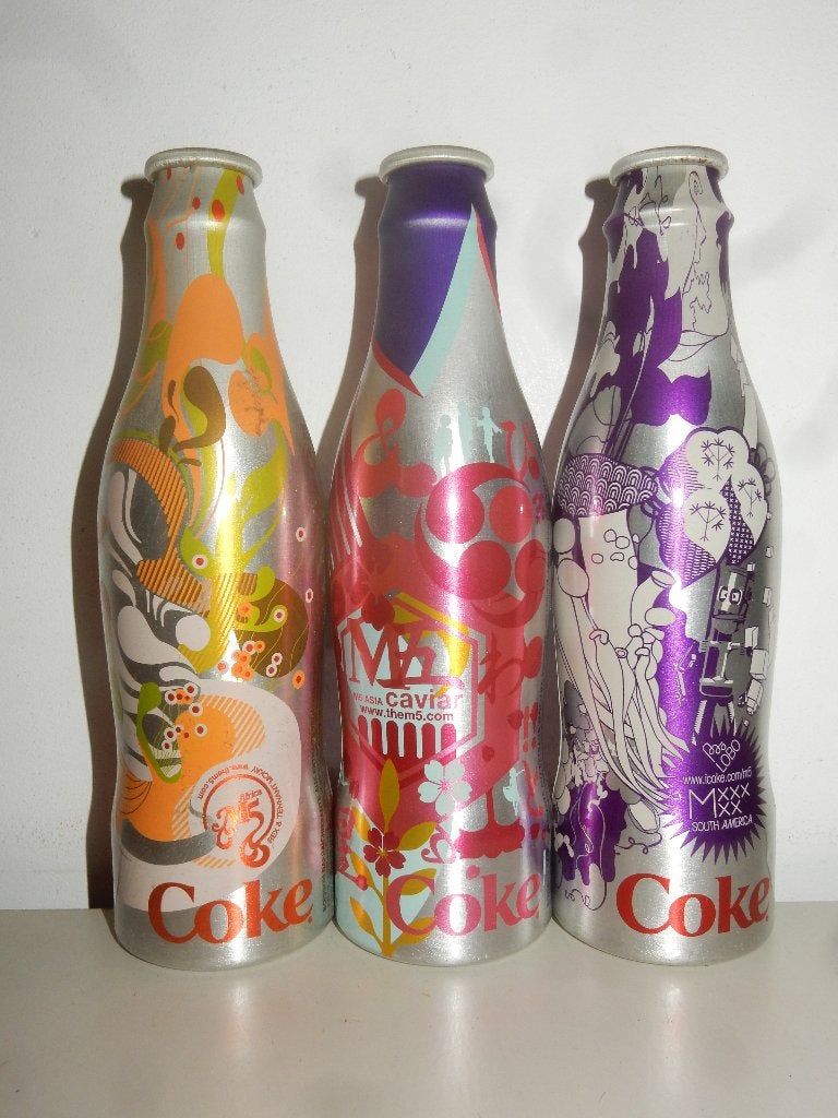 3 COCA COLA M5 aluminium flesjes Blikjes uit België (200ml), Ophalen of Verzenden, Gebruiksvoorwerp