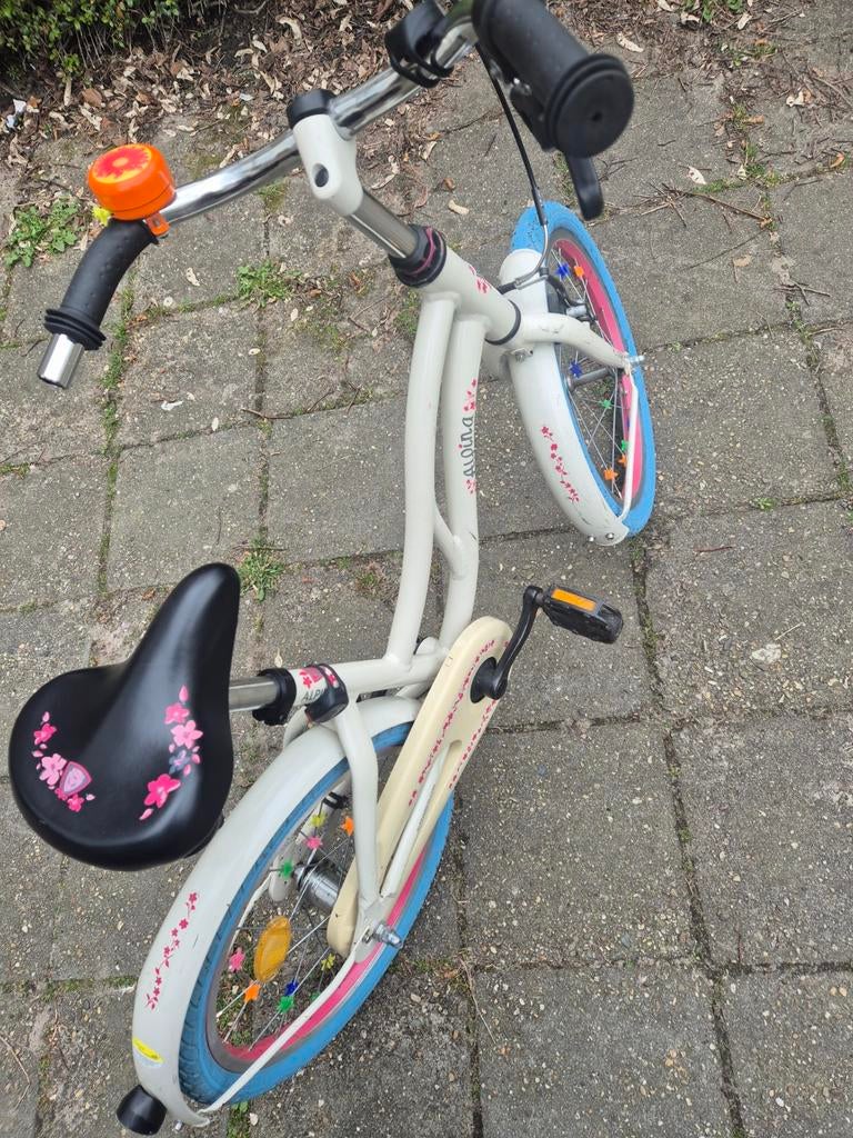 Alpina kinderfiets 16 inch - wit met roze/blauwe accenten, Fietsen en Brommers, Ophalen, Gebruikt, 16 tot 20 inch, Alpina