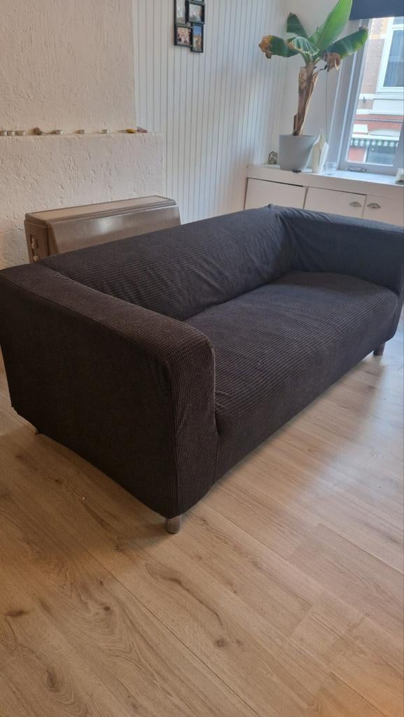 IKEA Klippan 2-zitsbank met zwarte fluwelen hoes, Gebruikt, Modern, Scandinavisch, 150 tot 200 cm, Tweepersoons