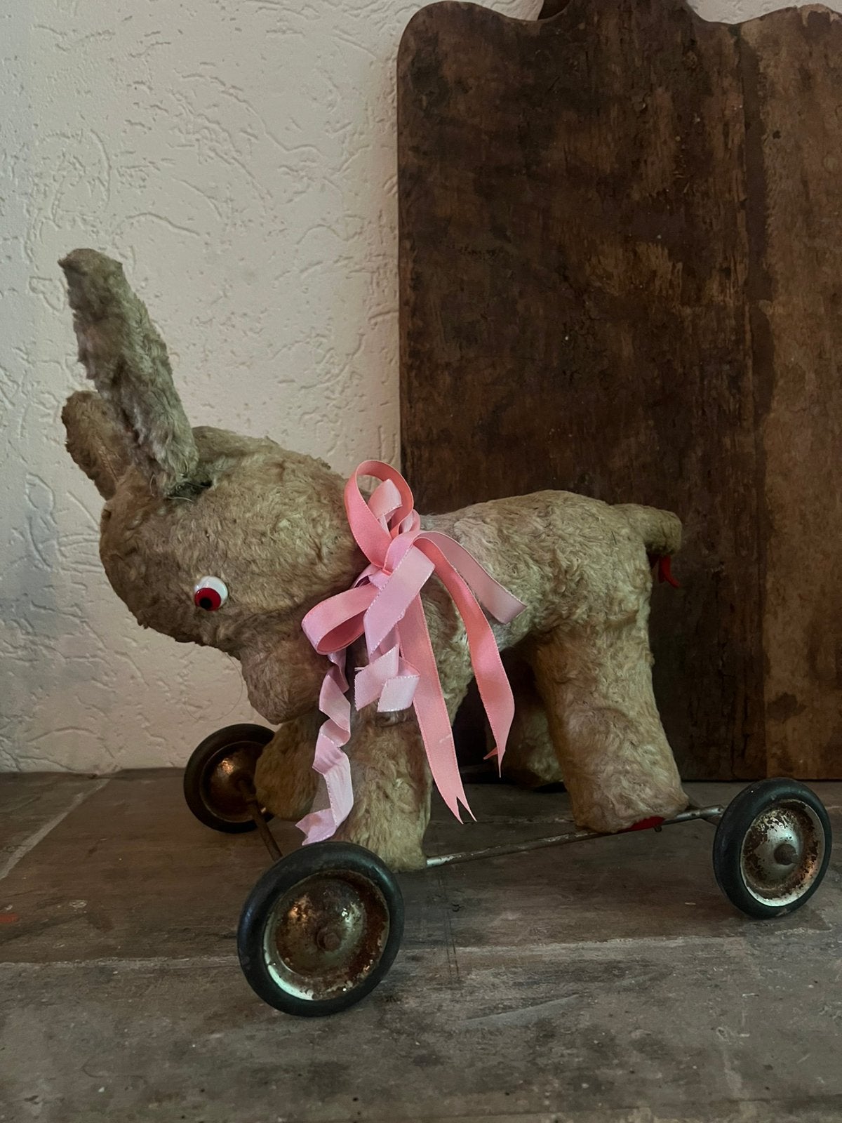 Oud antieke bespeeld ezel op wielen brocante bij pop & beer, Ophalen of Verzenden