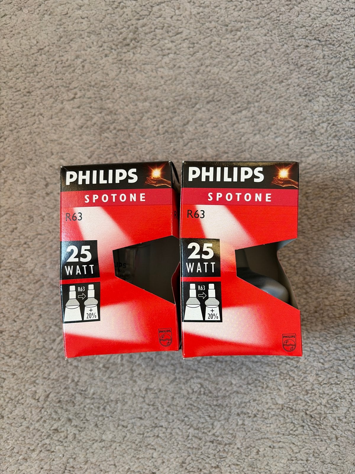 2x Philips Spotone R63 25 Watt gloeilampen, Philips, Gloeilamp, Nieuw, Ophalen of Verzenden