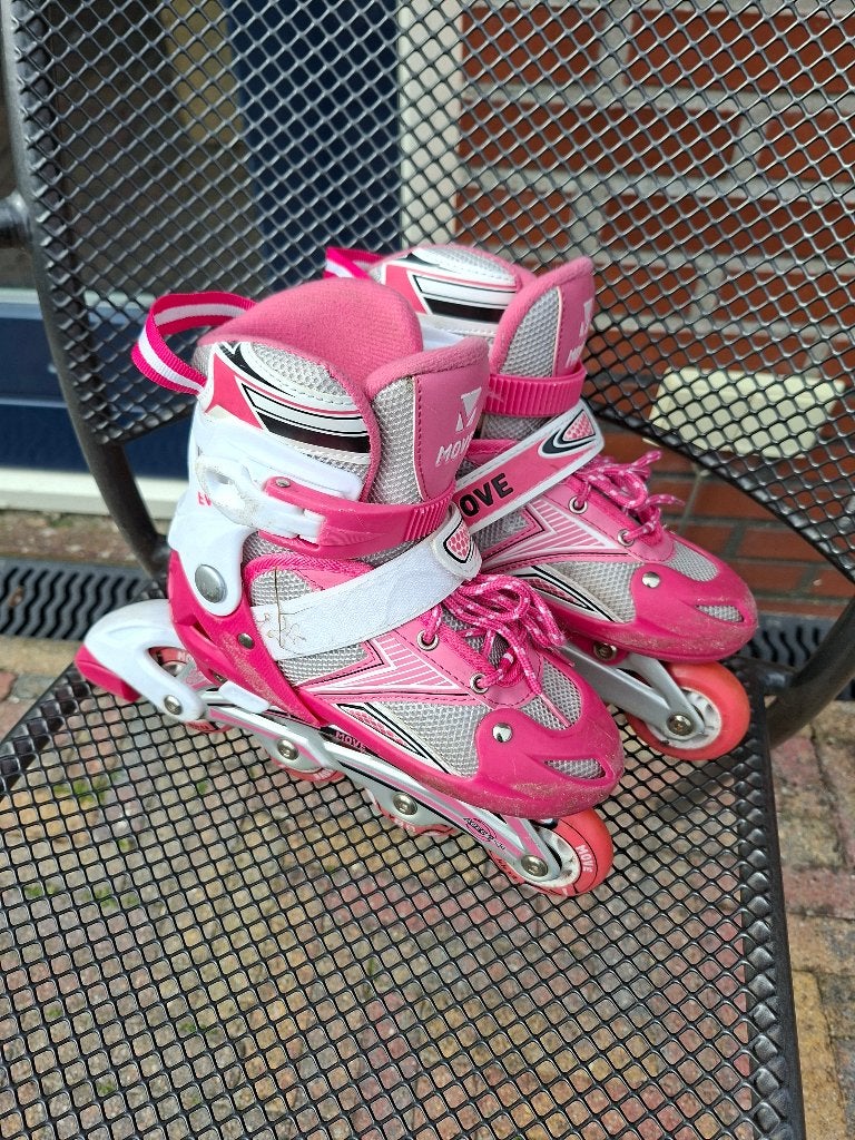 Roze skeelers, Kinderen, Ophalen of Verzenden, Verstelbaar, Gebruikt