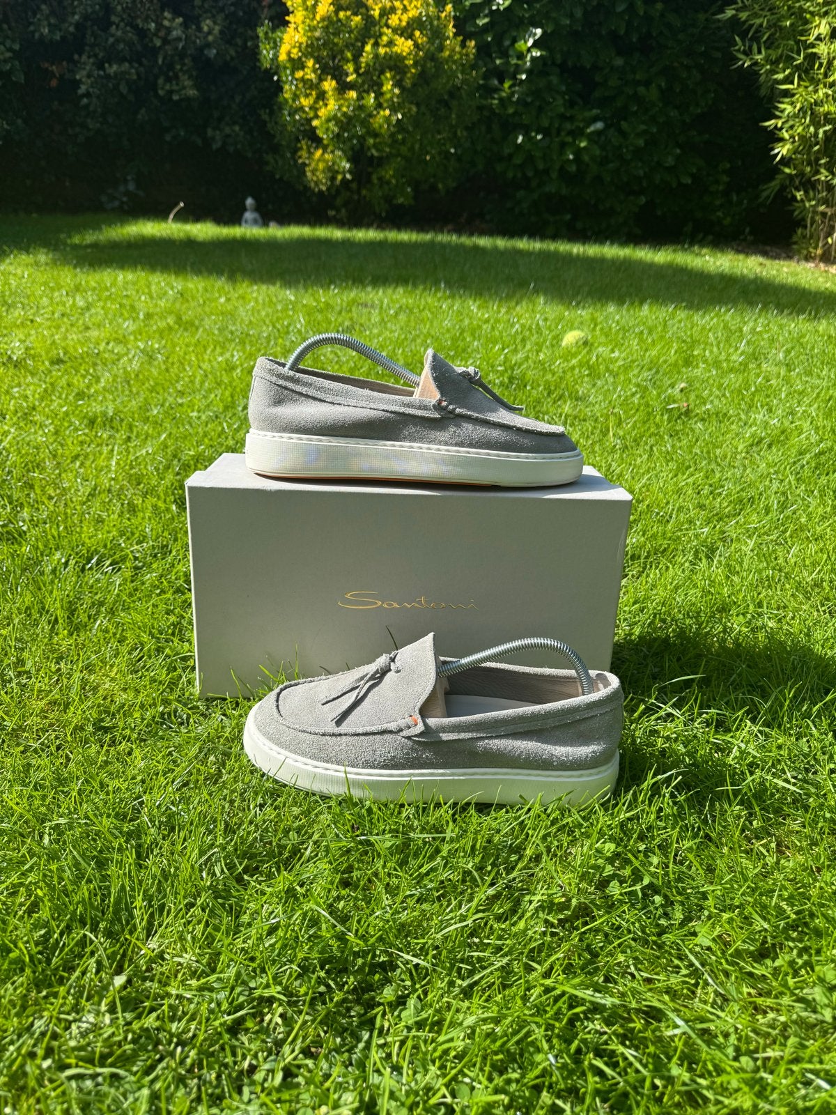 Santoni Loafers Grijs UK6/EU40 - Nette Staat, Ophalen of Verzenden, Gedragen, Overige kleuren, Loafers