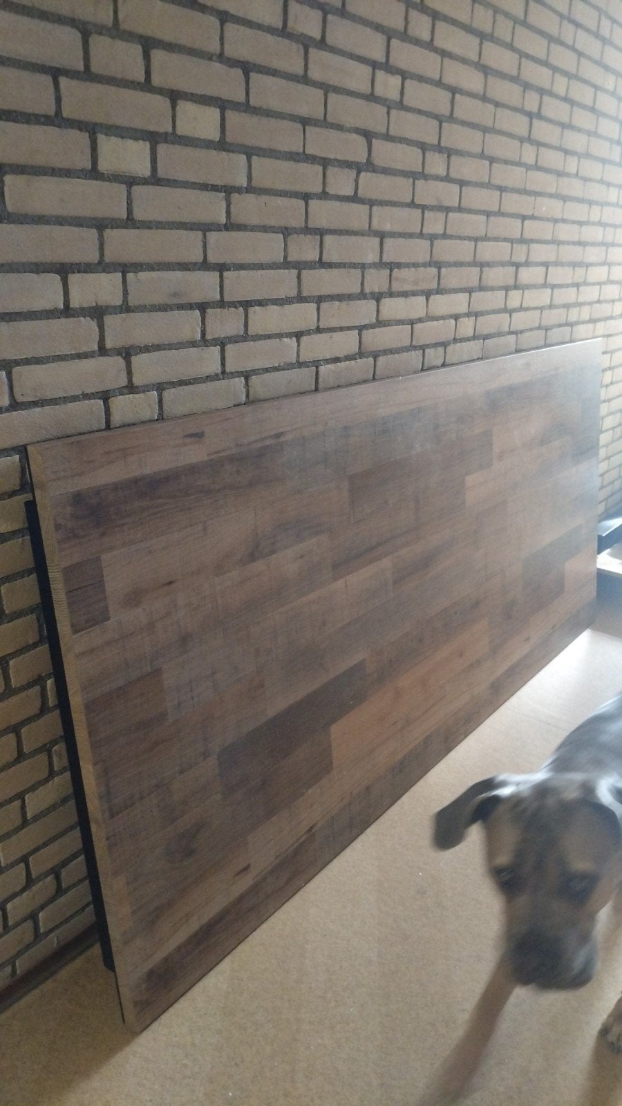 Robuuste houten tafel met metalen poten, Overige houtsoorten, Gebruikt, 100 tot 150 cm, 200 cm of meer