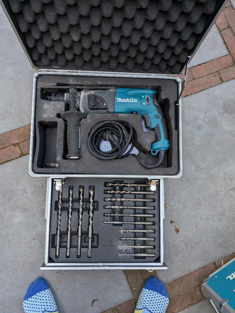 Makita HR2230 compleet koffer, Doe-het-zelf en Verbouw, Gereedschap | Boormachines, Ophalen, Gebruikt, Boor- en/of Breekhamer