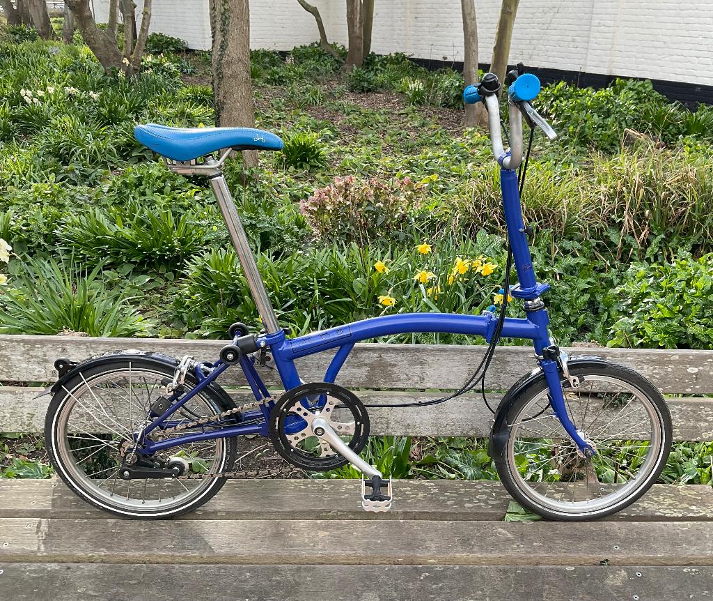 Unieke gepersonaliseerde blauwe Brompton vouwfiets - M3L, Ophalen, Zo goed als nieuw, Brompton