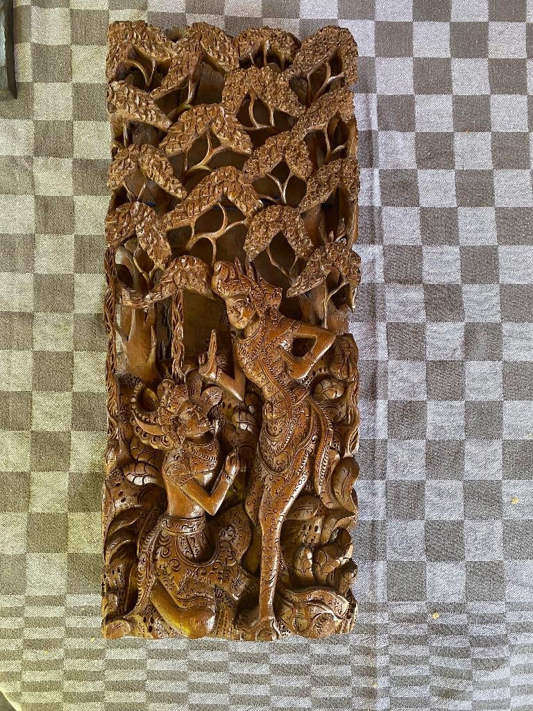 fraai Balinees steekwerk, Indonesië, Antiek en Kunst, Houtsnijwerk, Ophalen of Verzenden, 20 - 50 cm, Scène