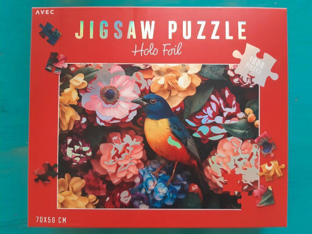Avec puzzel holo foil vogel rozen, Ophalen, 500 t/m 1500 stukjes, Zo goed als nieuw, Legpuzzel