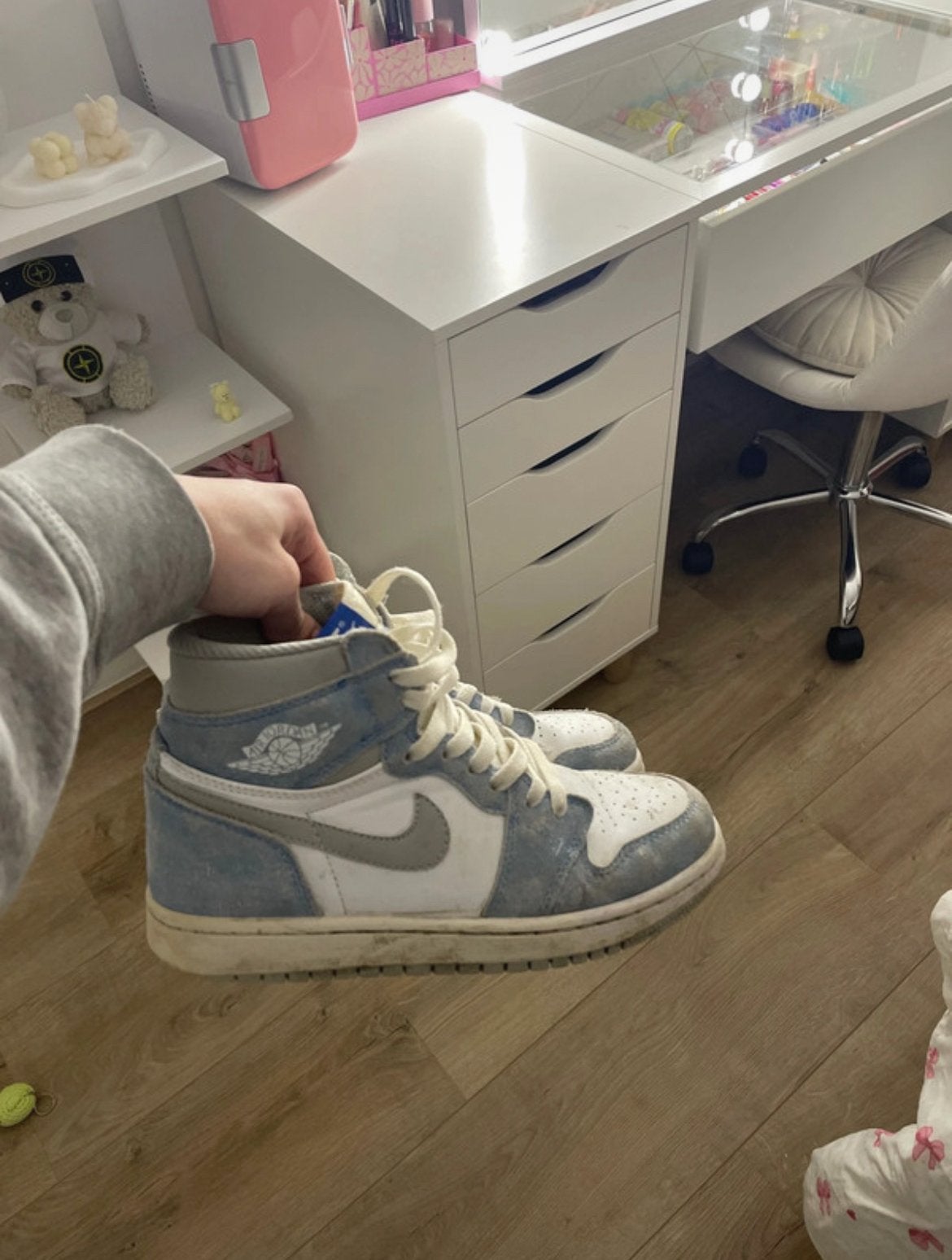 Jordan 1 blauw wit, Ophalen of Verzenden, Zo goed als nieuw, Blauw, Sneakers of Gympen