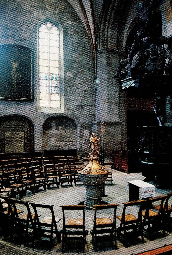 Oldenzaal – Doopvont met preekstoel St. Plechelmusbasiliek., Ophalen of Verzenden, 1980 tot heden, Gelopen, Overijssel