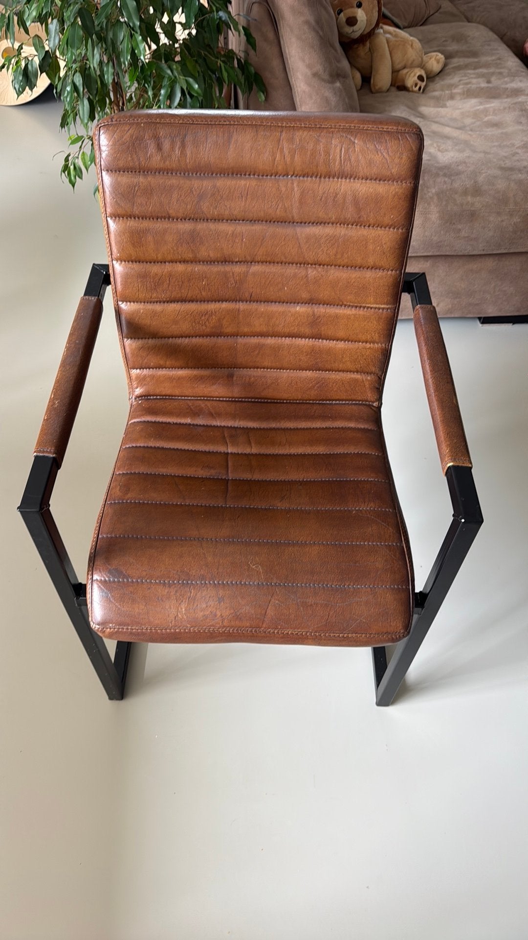6 stuks stoelen, sturdy eetkamerstoel, Goossens, Ophalen, Gebruikt, Bruin, Leer