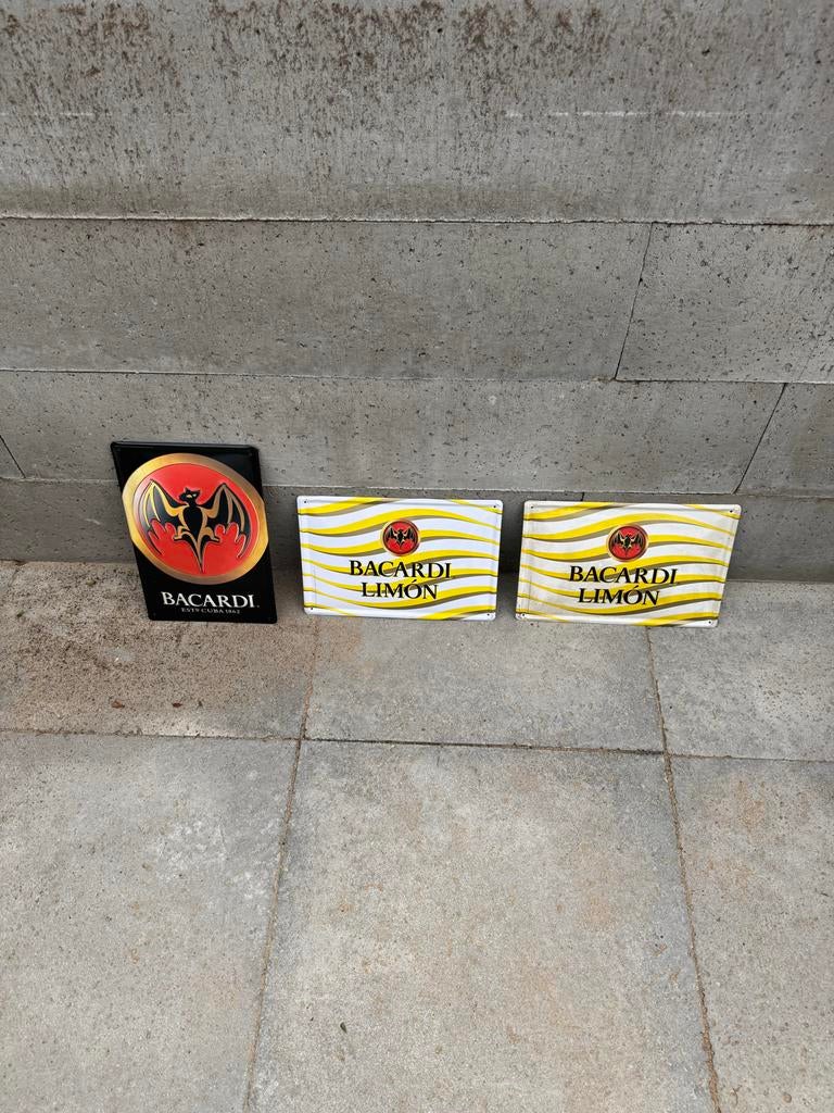 Bacardi Reclameborden - Set van 3, Ophalen of Verzenden, Zo goed als nieuw, Reclamebord