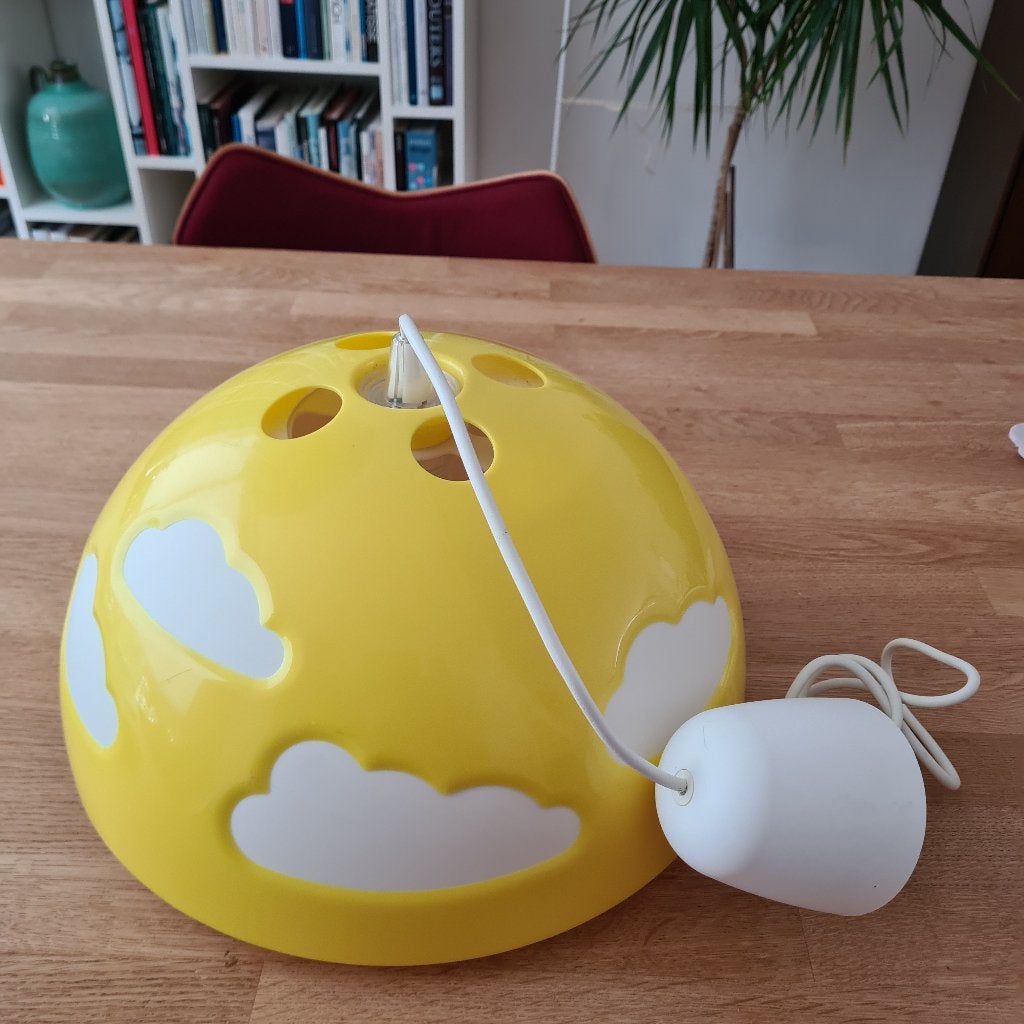 Skojig hanglamp wolken vintage geel, Ophalen, Gebruikt, Kunststof, E27 (groot)