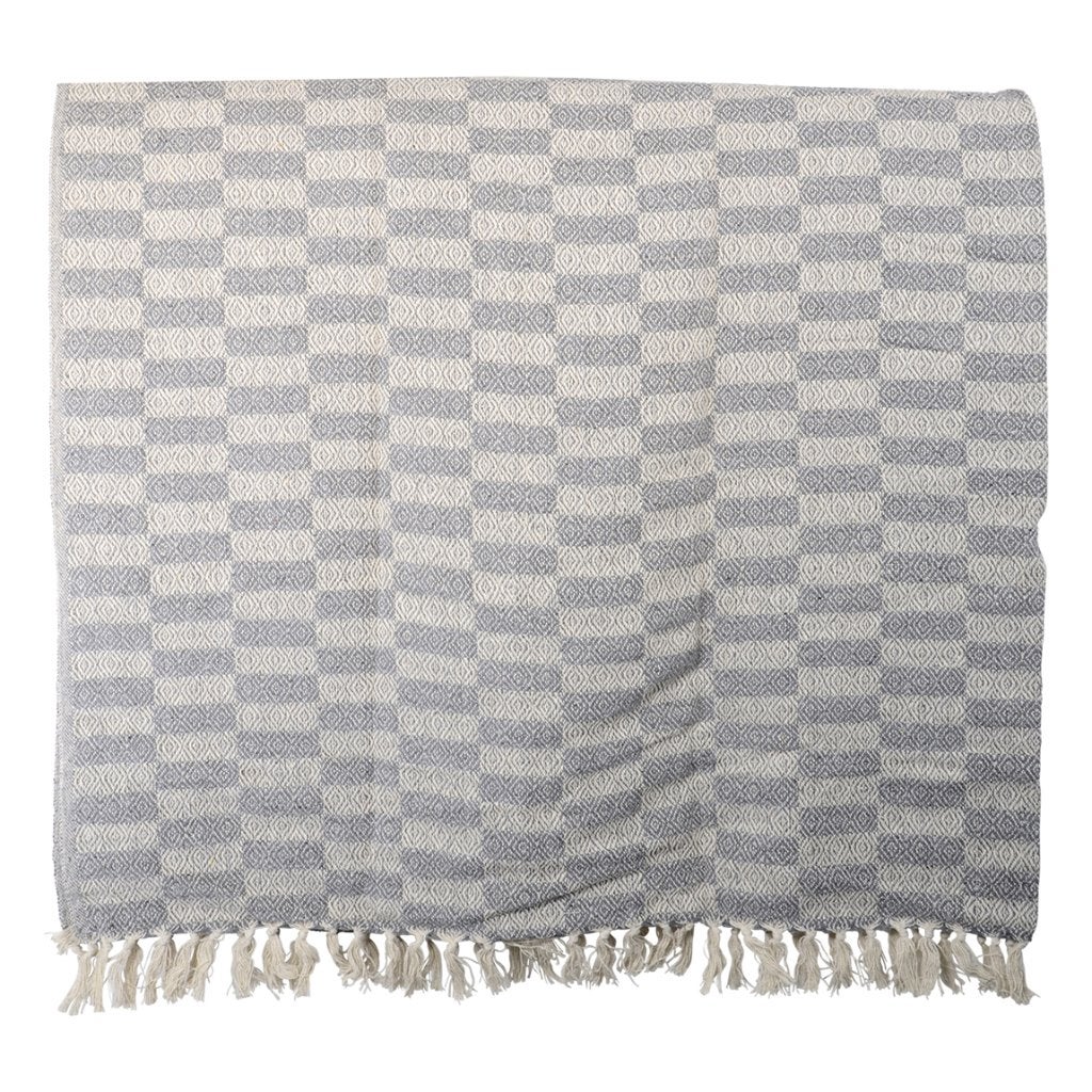 Plaid model Fog blauw/beige 170 x 240 cm, Ophalen of Verzenden, Nieuw, Plaid