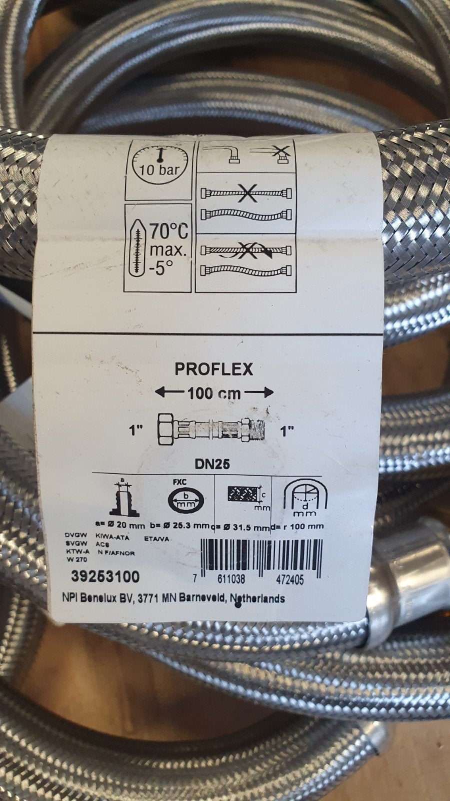 PROFlex RVS flexibele waterslang DN25 100cm, Ophalen, Overige typen, Nieuw, 20 tot 40 mm