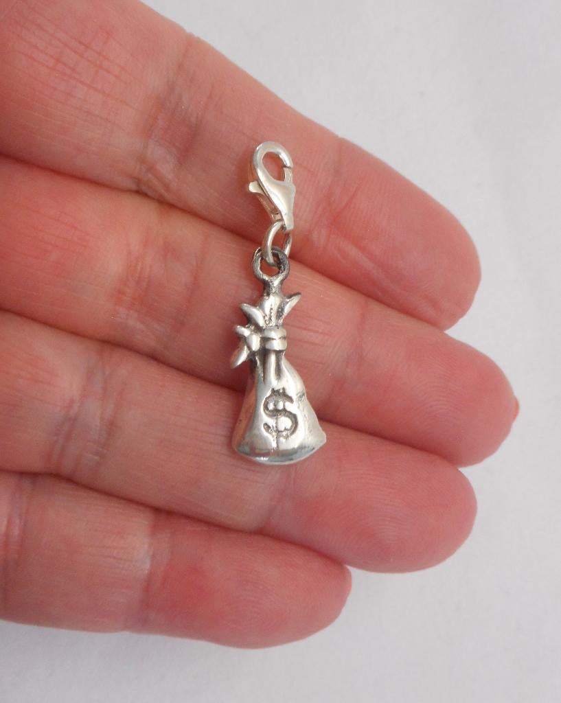 Zilveren afneembare Charm bedel geldbuidel nr.914, Overige merken, Verzenden, Zo goed als nieuw, 1 bedel