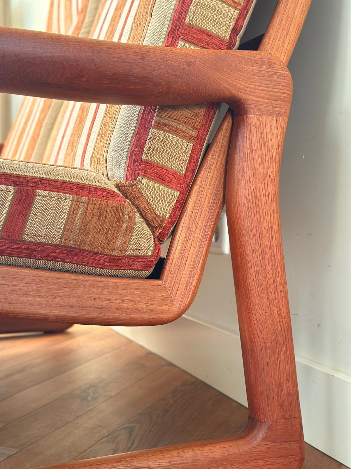 Vintage 2-zitter Deens design EMC teak hout jaren 50/60/70, Ophalen, Gebruikt, Tweepersoons, 75 tot 100 cm
