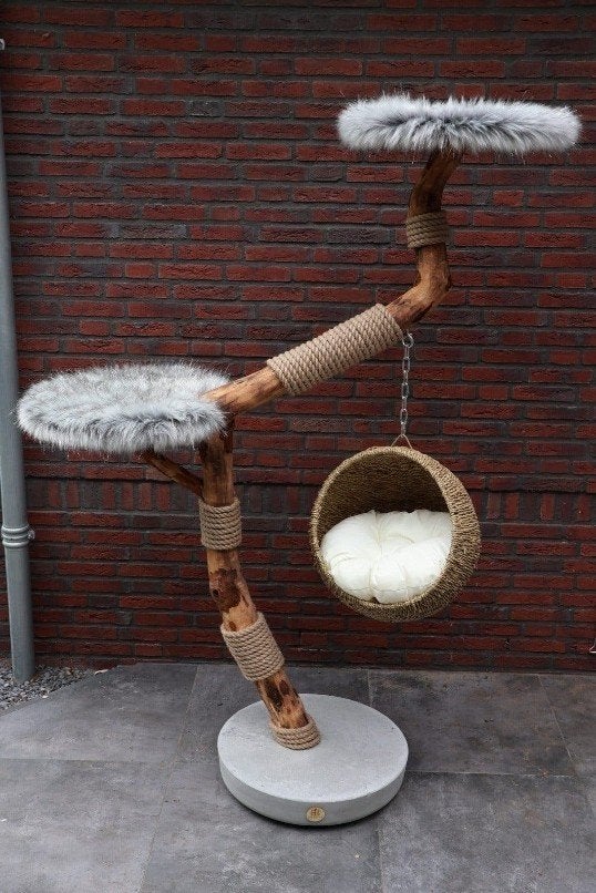 unieke krabpaal echte boomstam, Dieren en Toebehoren, Ophalen, Krabpaal