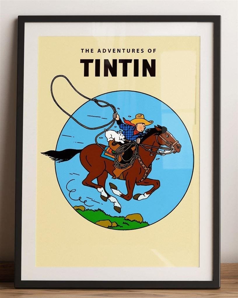50x70 cm Poster The Adventures of Tintin | Kuifje Cowboy, Verzenden