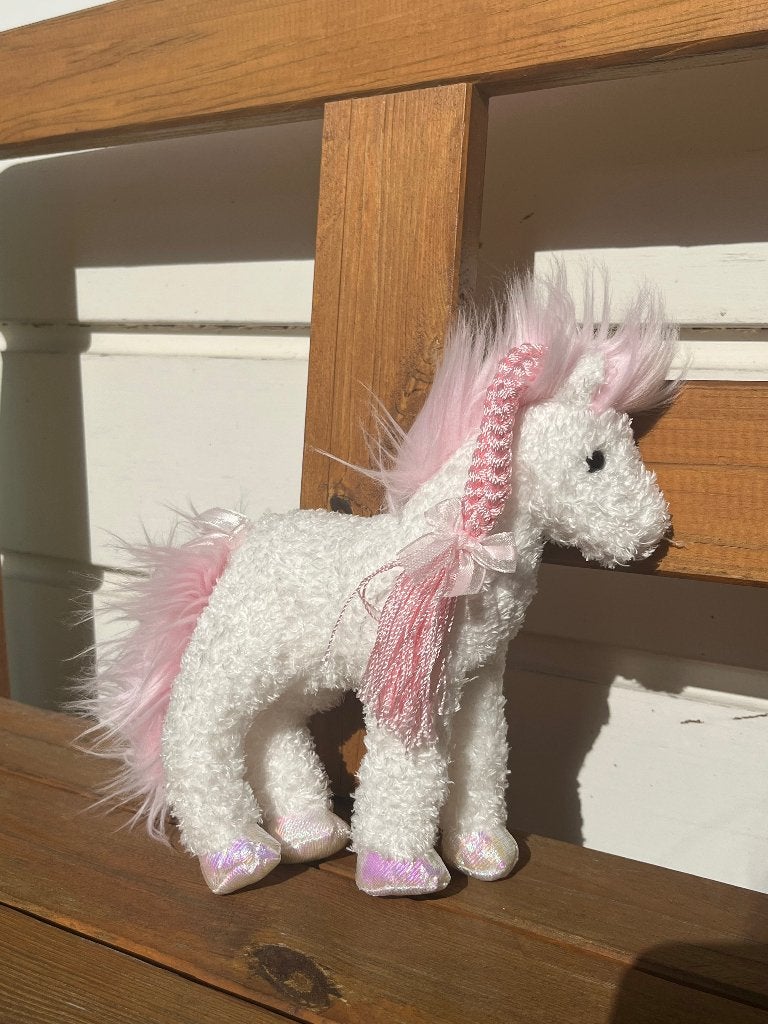 Ty beanie babies knuffel enchanting paard wit roze, Ophalen of Verzenden, Zo goed als nieuw, Paard