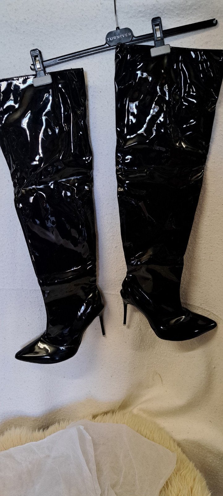 Dames oversize laarzen 70 cm Hoogglans lak zwart SUPER SALE, Hoge laarzen, Verzenden, Zwart, Nieuw