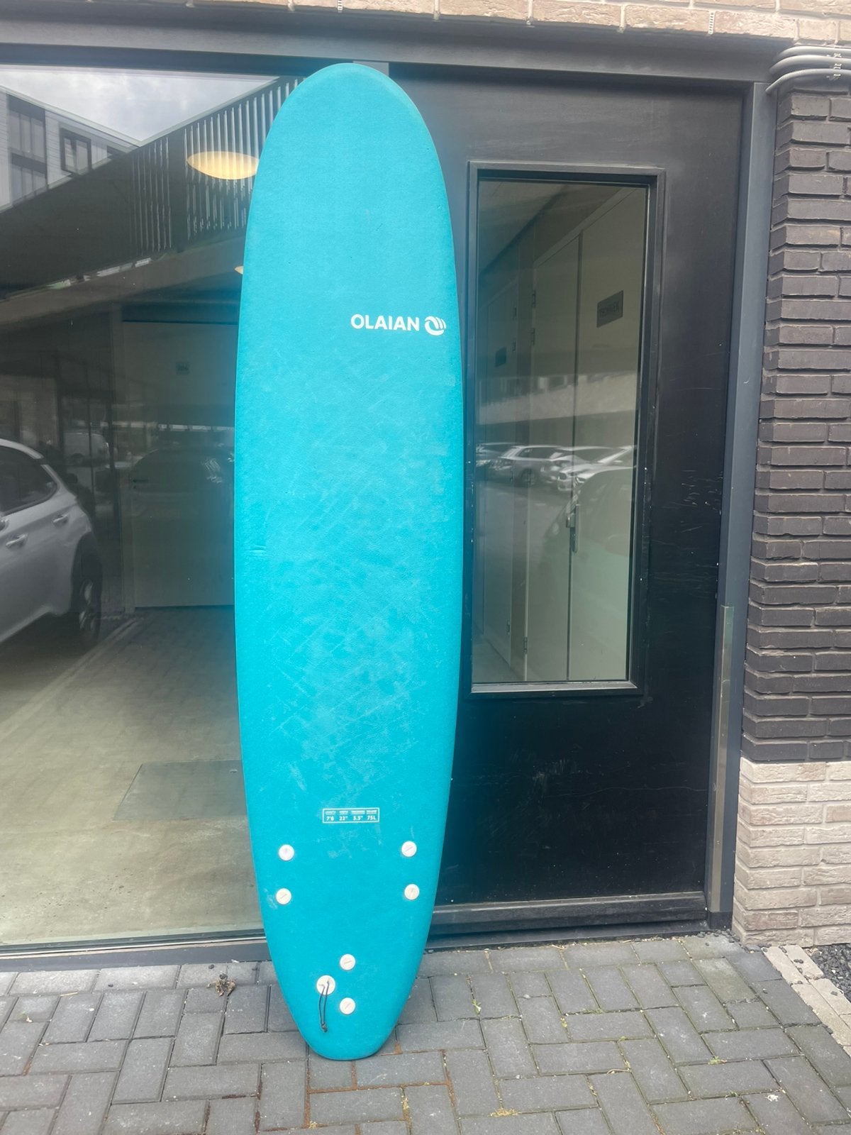 Olaian 7”8 softtop met leash, Ophalen, Zo goed als nieuw, Longboard