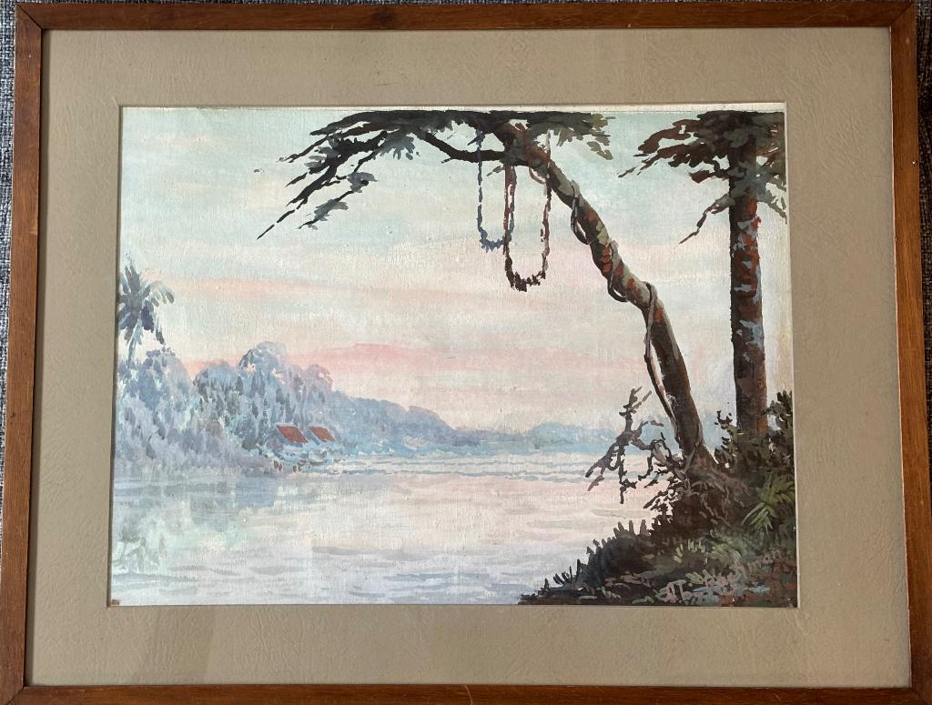 Landschap Indonesie, Antiek en Kunst, Ophalen of Verzenden