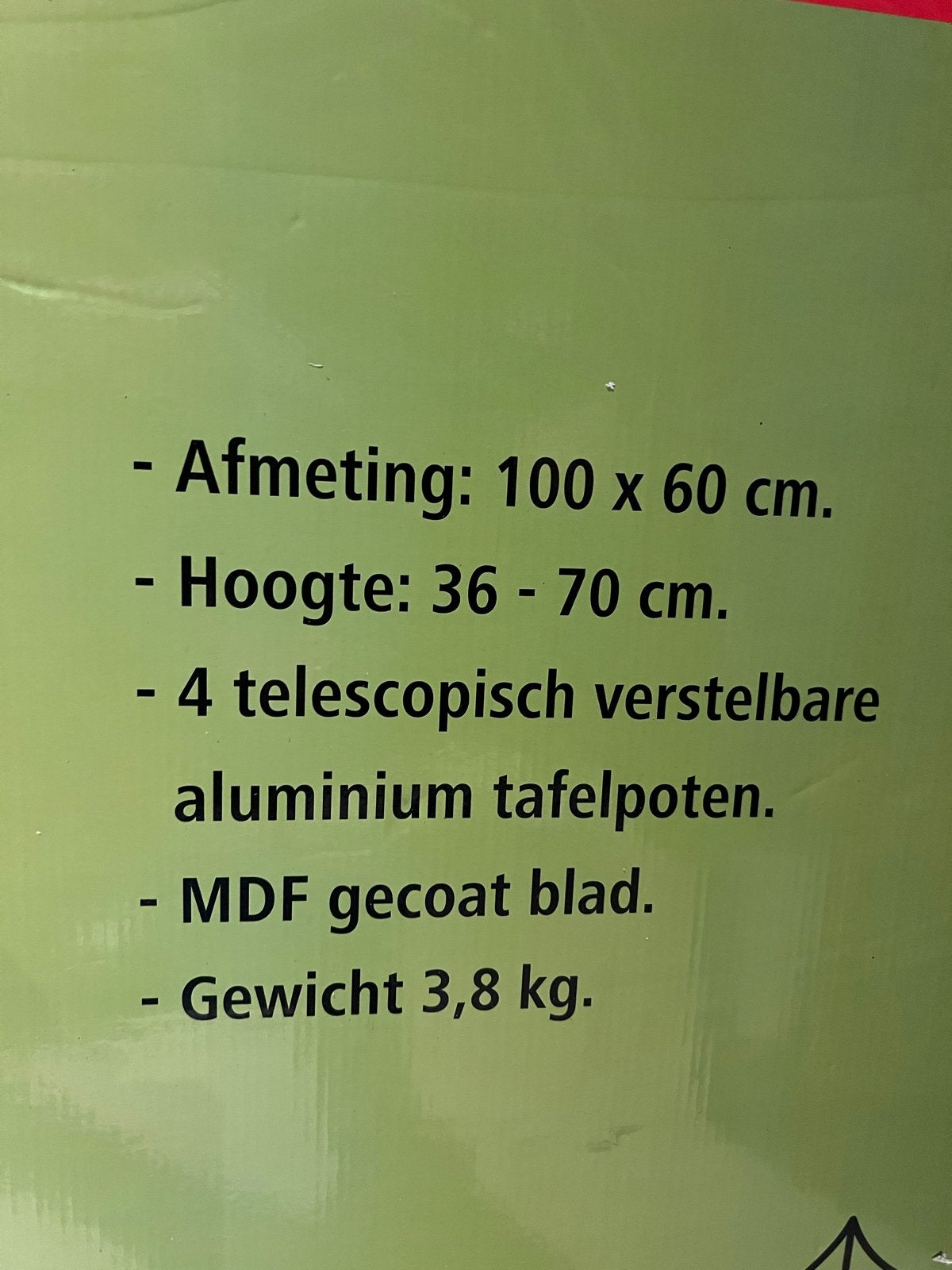 Nieuwe Obelink Campeertafel - 100x60cm, verstelbaar, Caravans en Kamperen, Kampeermeubelen, Ophalen of Verzenden, Nieuw, Campingtafel