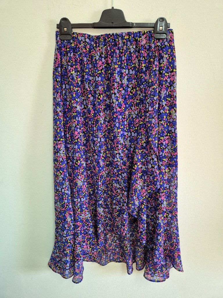 R66 - Lange fleurige Eksept rok maat L (1), Kleding | Dames, Rokken, Ophalen of Verzenden, Zo goed als nieuw, Maat 38/40 (M), Onder de knie