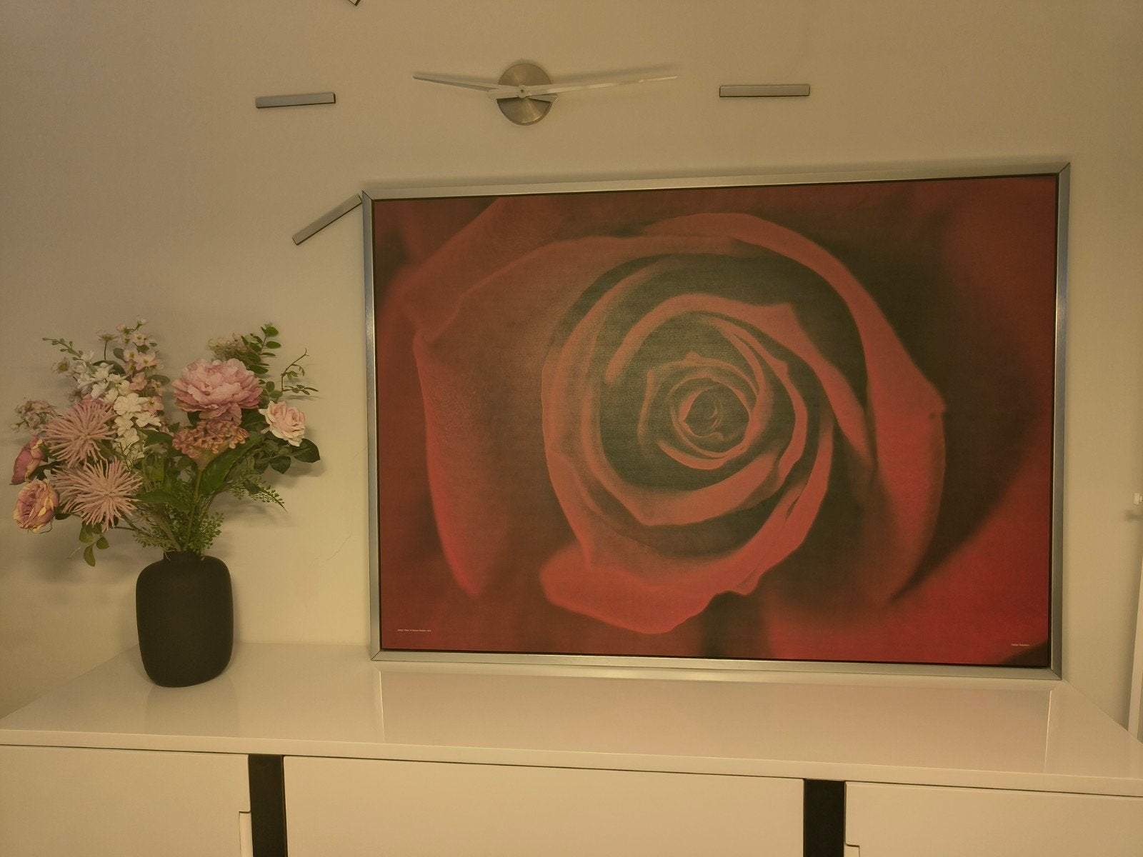 Groot Schilderij Canvas Roos 100x140, Huis en Inrichting, Woonaccessoires | Schilderijen, Tekeningen en Foto's, Ophalen, 125 cm of meer