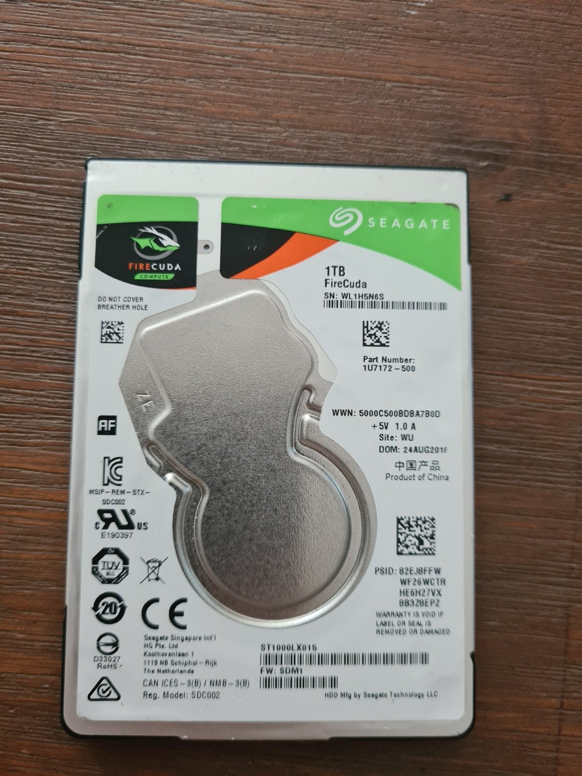 Seagate FireCuda 1TB HDD - 1949 bedrijfsuren, Computers en Software, Harde schijven, Gebruikt, Server, Intern, HDD, SATA, Ophalen of Verzenden
