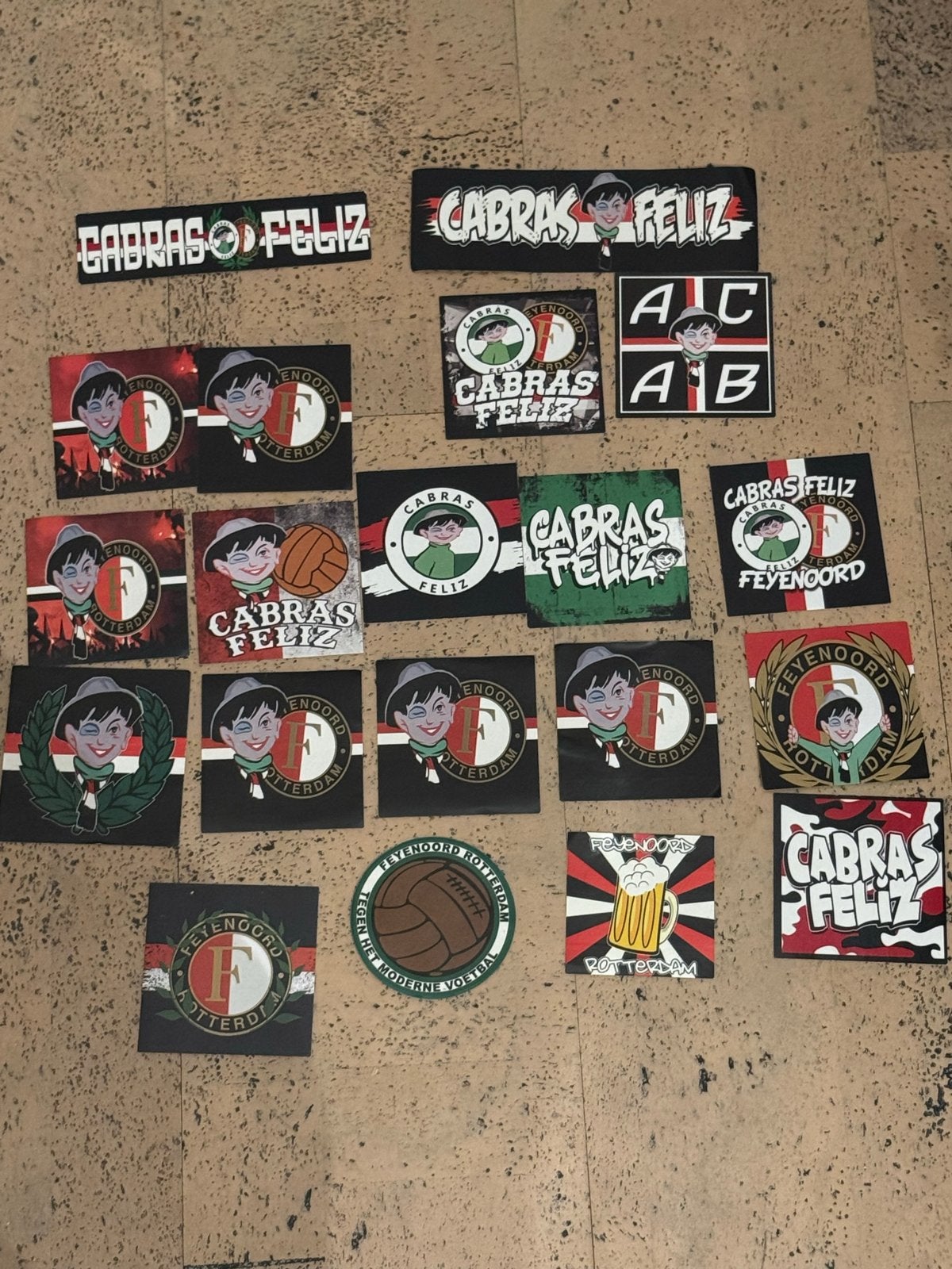 Feyenoord Cabras Feliz Stickers, Verzenden, Gebruikt, Sport