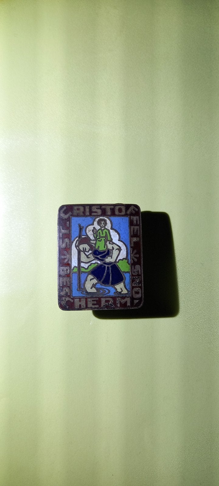 Vintage Sint Christoffel pin/speld - Christoffel, Ophalen of Verzenden, Overige materialen
