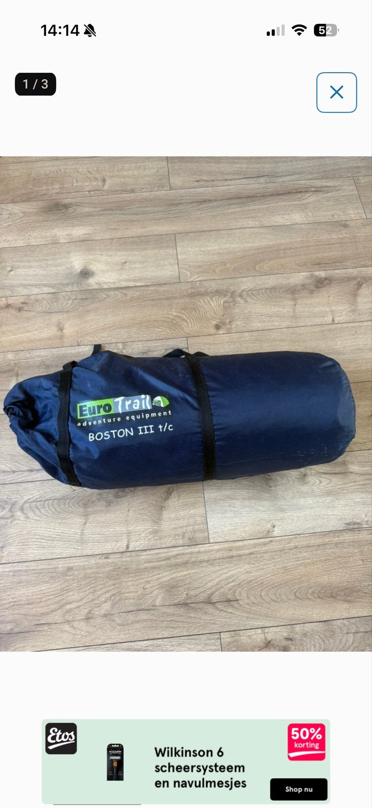 Eurotrail Boston 3, 2-3 persoons tent, Caravans en Kamperen, Tenten, Ophalen, Gebruikt, Tot en met 3