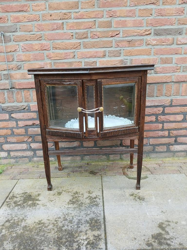 Antiek theekastje met geslepen glas, Antiek en Kunst, Ophalen