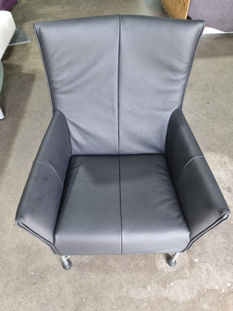 Montis Charly fauteuil - Zwart leer, Gebruikt, Leer, 75 tot 100 cm, Ophalen of Verzenden
