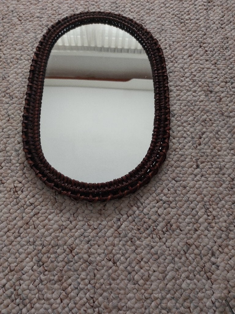 rotan spiegel handmade l sp, Minder dan 50 cm, Rond, Ophalen of Verzenden, Zo goed als nieuw