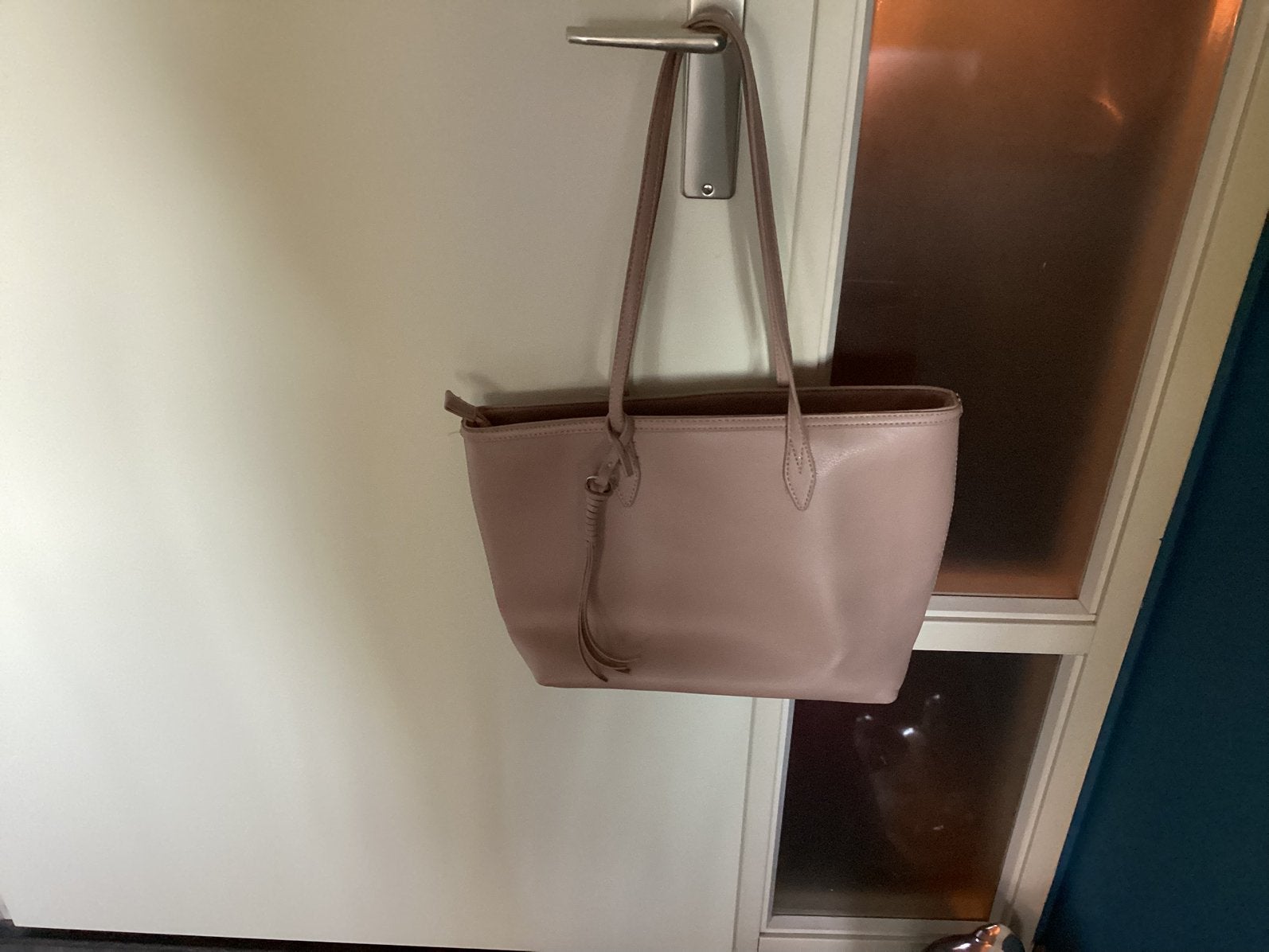 Shopper. Met grote hengels 60 cm. Oud Rose., Ophalen, Gebruikt, Shopper