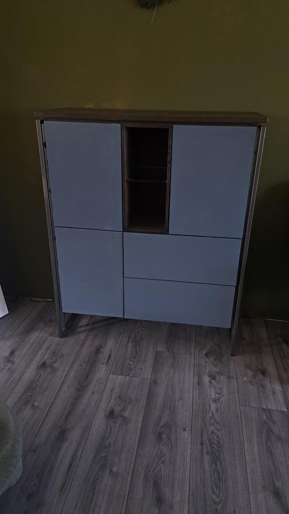 Xooon glasgow grijsblauw, Huis en Inrichting, Kasten | Dressoirs, Ophalen, 100 tot 150 cm, Eikenhout, Zo goed als nieuw