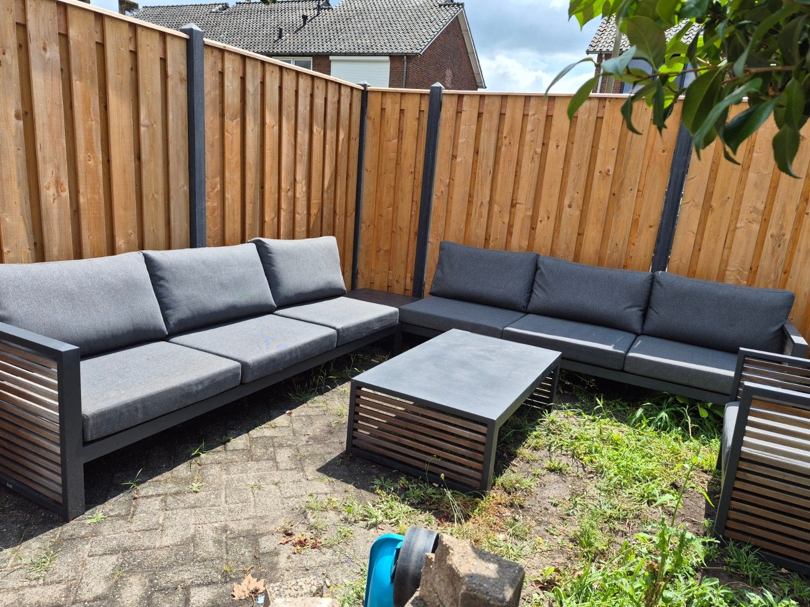 Grote loungeset met hoektafel en salontafel, Tuin en Terras, Ophalen, Gebruikt, Aluminium, Loungeset